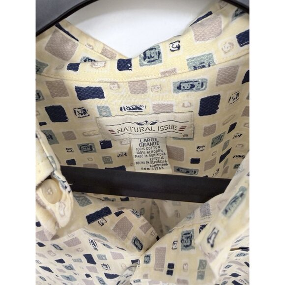 Men’s Size L Vintage Short Sleeve Button Down Geometric Pattern - Picture 3 of 3